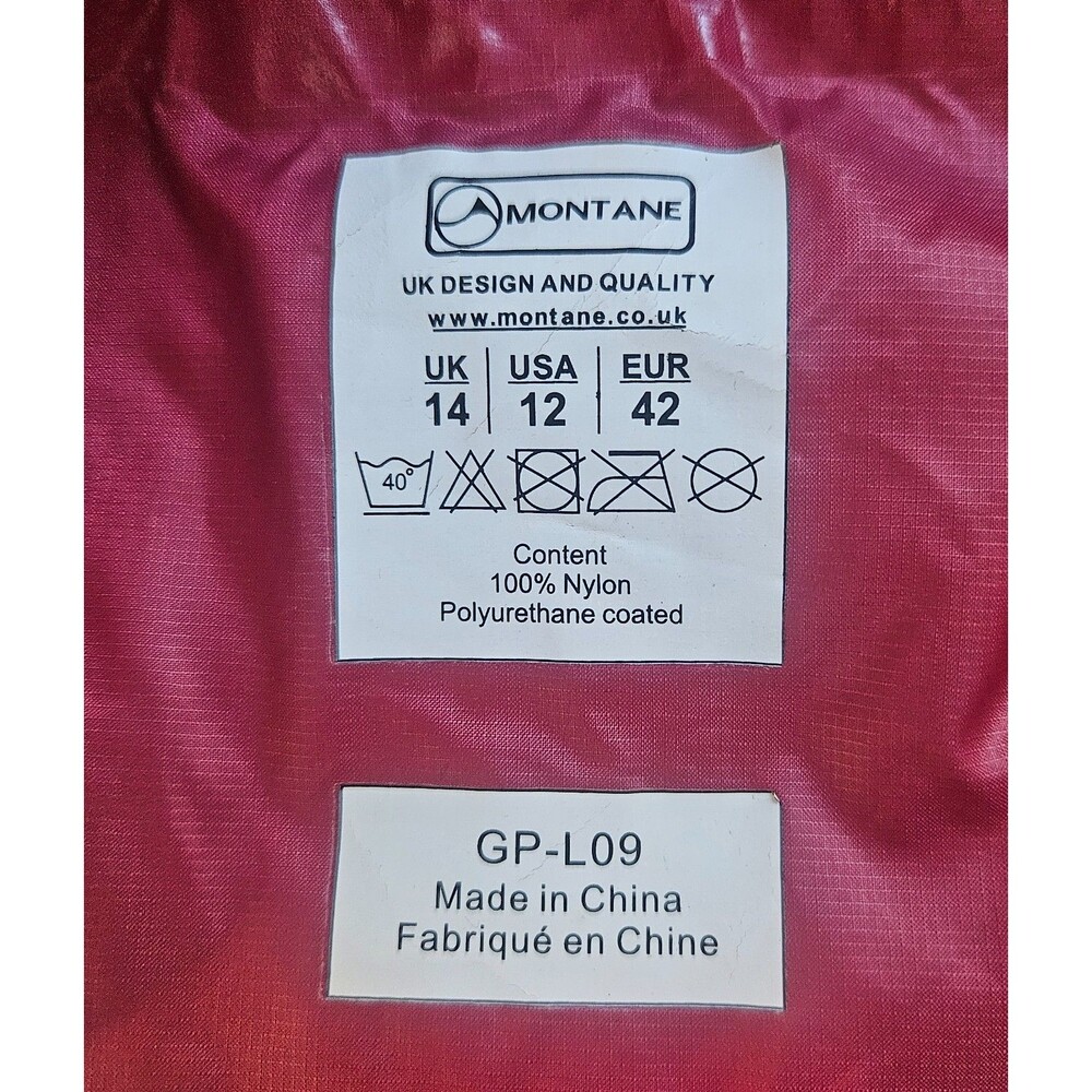 MONTANE Womens Freeflow H20 Jacket 12 Red Lightweight Packable Reflective GP-L09 - Picture 5 of 5